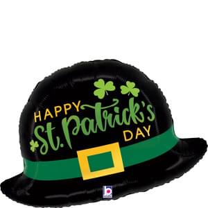 26" ST. PATRICK'S LEPRECHAUN HAT GLITTER HOLOGRAPHIC Mylar Balloon | 1ct
