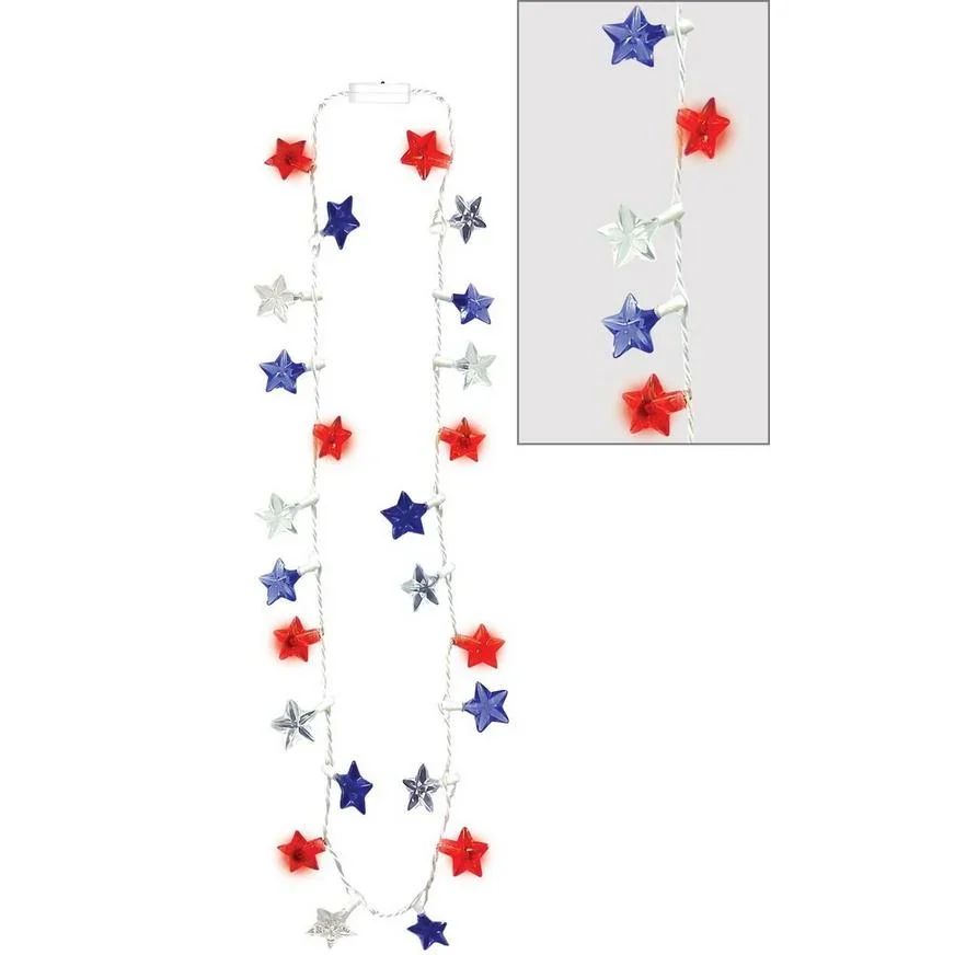 4th of July LED Star Necklace 33" | 1ct