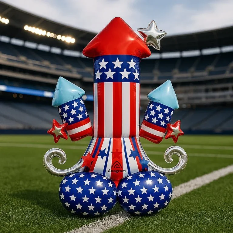 4th Of July Rockets Bursting in Air Airloonz Foil Balloon Uninflated 38" | 1 ct