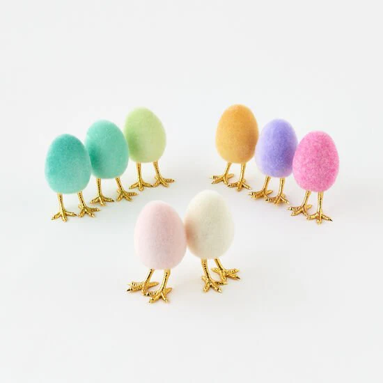 Easter Flocked Egg With Feet 5.25" | 1 ct