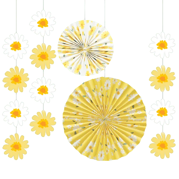 Sweet Daisy Paper Fan Kit | 5 pcs