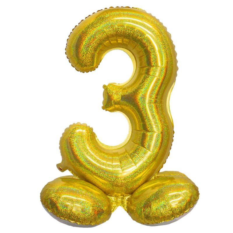Air Filled Gold Number Self Standing Balloon 28.4" | 1 ct - Image 4