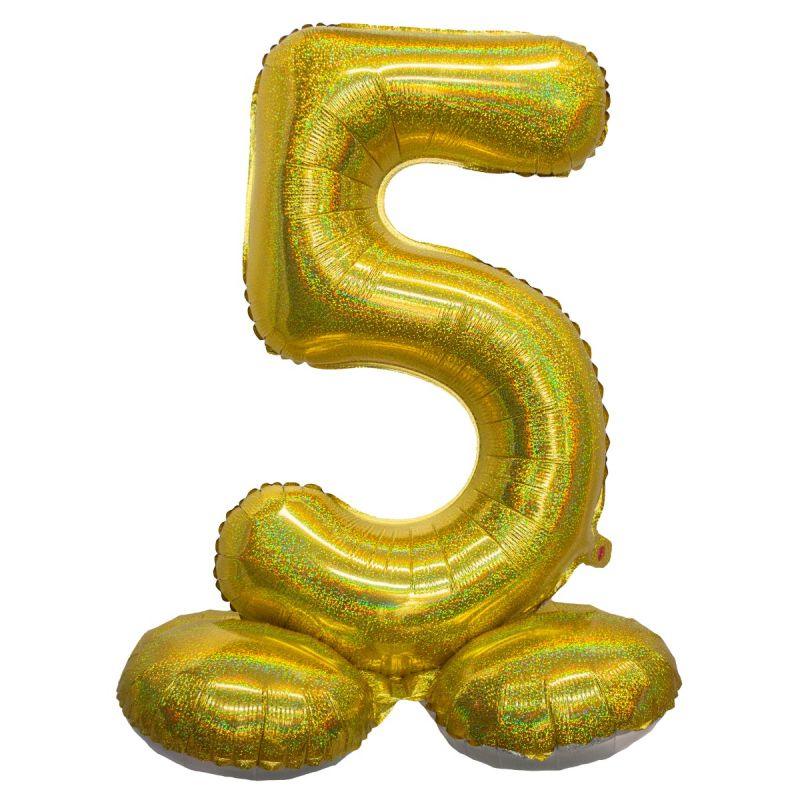 Air Filled Gold Number Self Standing Balloon 28.4" | 1 ct - Image 6