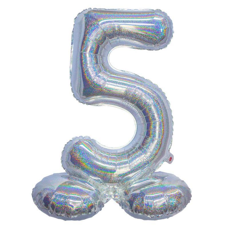 Air Filled Silver Number Self Standing Balloon 28.4" | 1 ct - Image 6