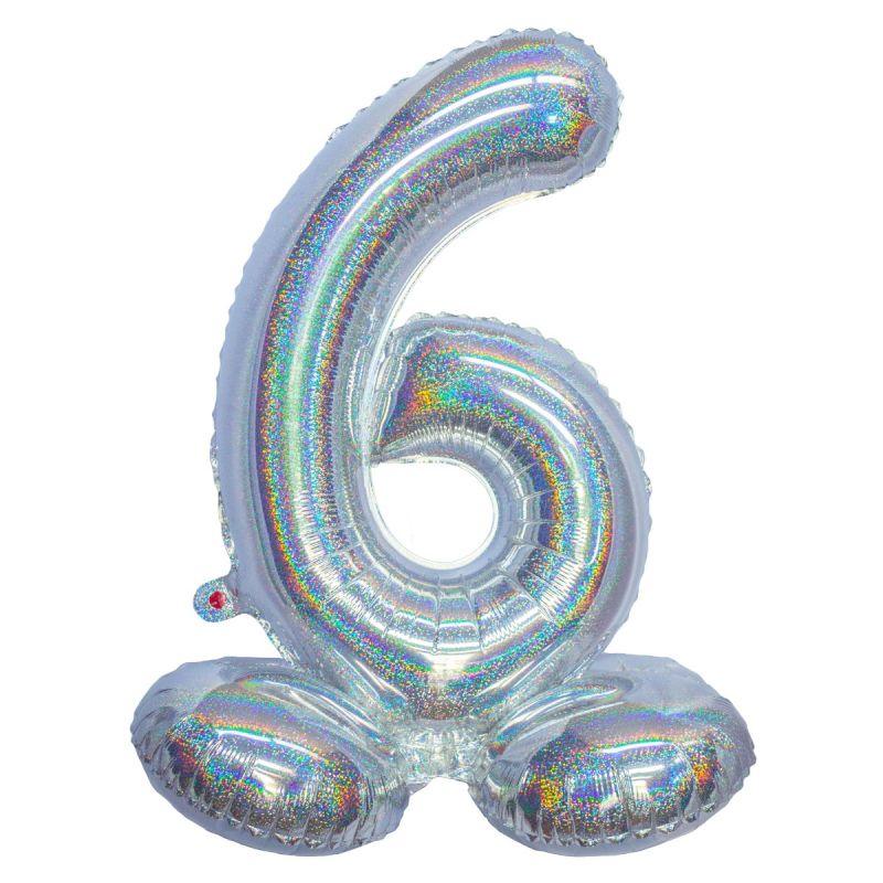 Air Filled Silver Number Self Standing Balloon 28.4" | 1 ct - Image 7