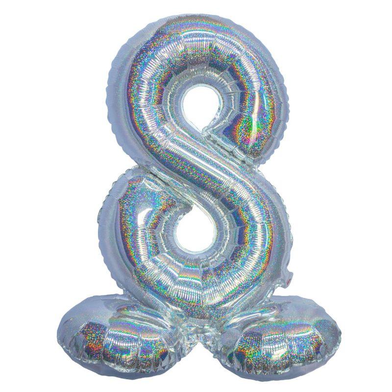 Air Filled Silver Number Self Standing Balloon 28.4" | 1 ct - Image 9