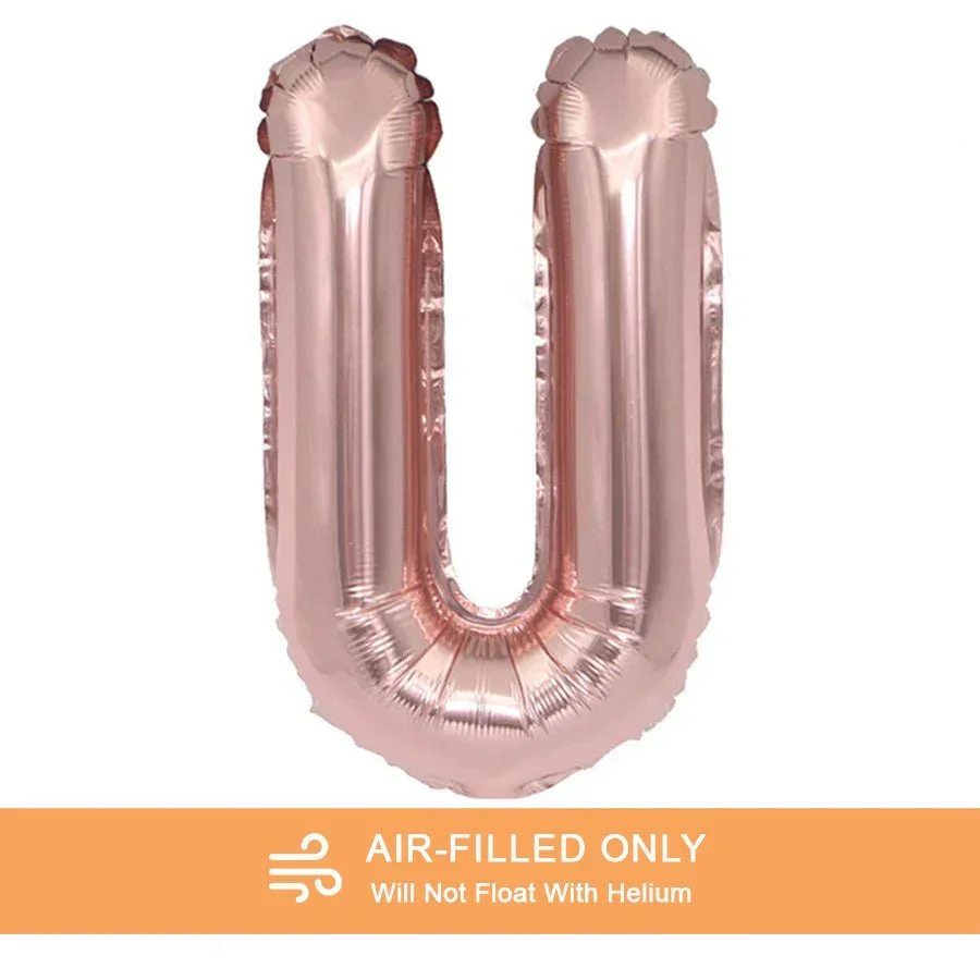Air Filled Rose Gold Mylar Letter Balloon, 16" | 1 ct - Image 32