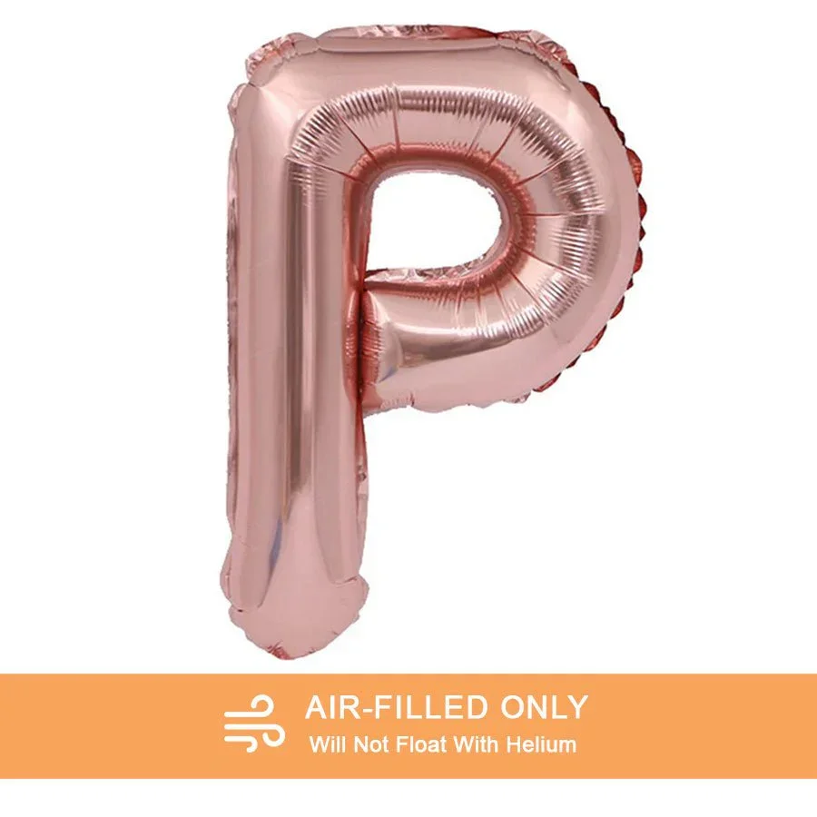 Air Filled Rose Gold Mylar Letter Balloon, 16" | 1 ct - Image 36