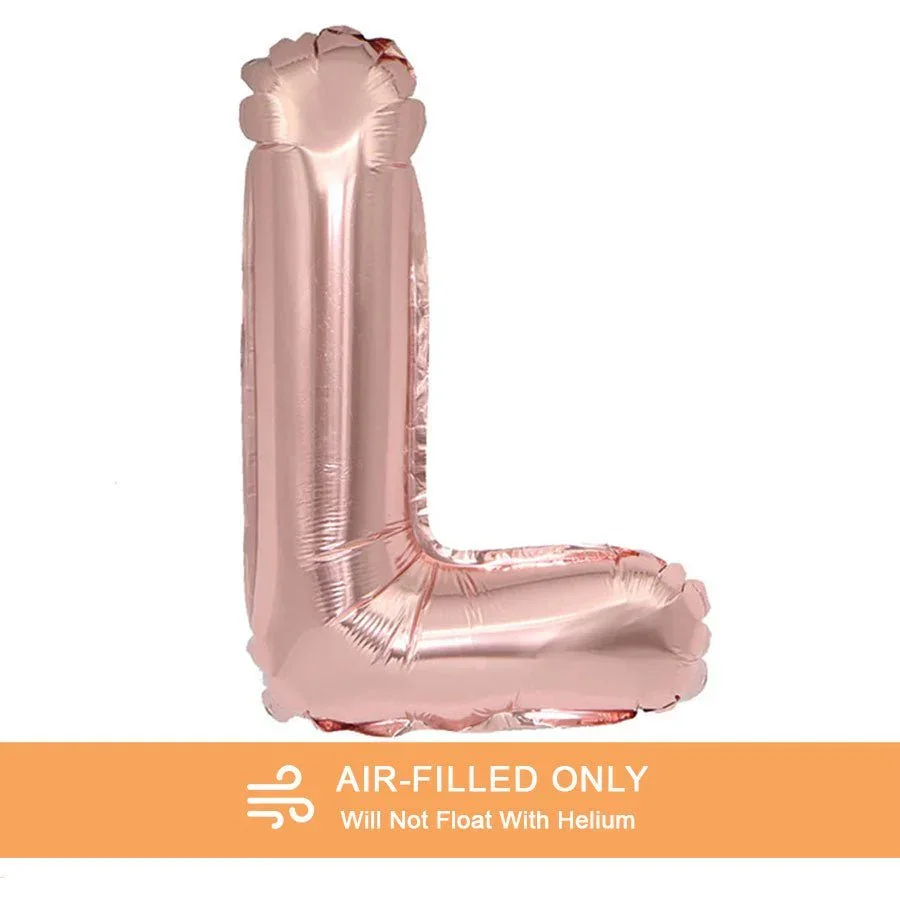 Air Filled Rose Gold Mylar Letter Balloon, 16" | 1 ct - Image 40