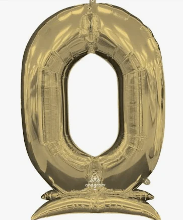 Air Filled White Gold Number Self Standing Balloons 54" | 1 ct - Image 11