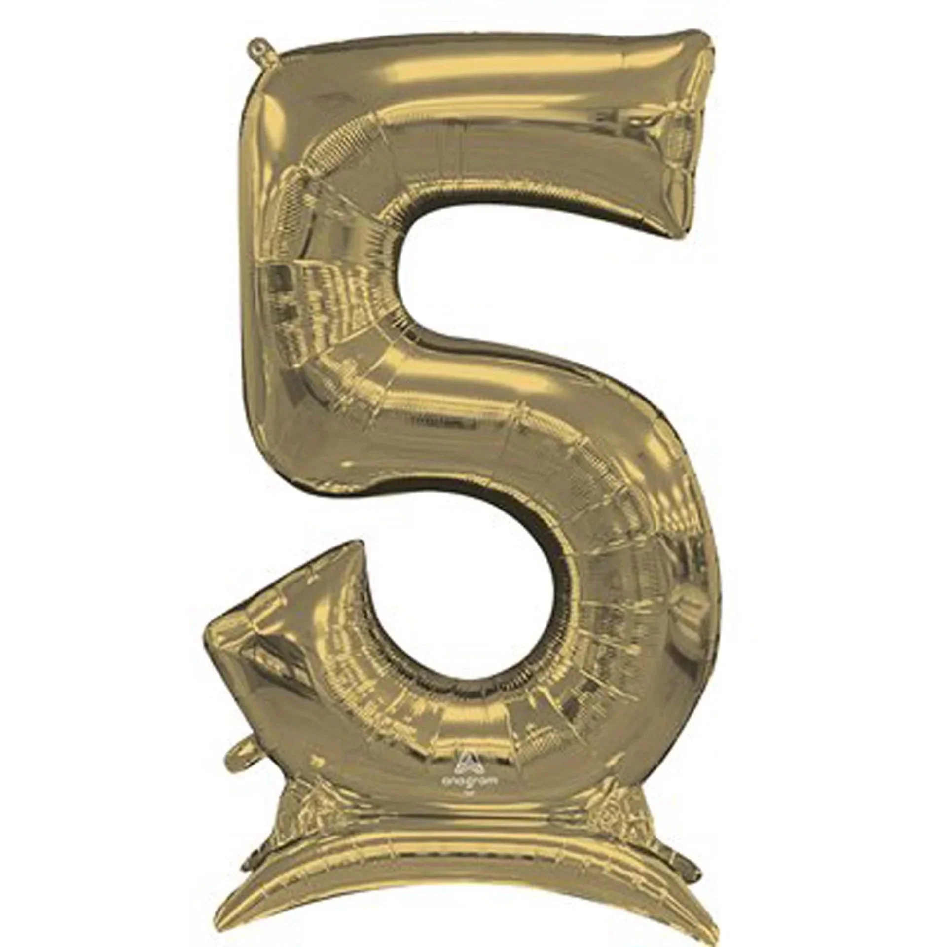 Air Filled White Gold Number Self Standing Balloons 54" | 1 ct - Image 6