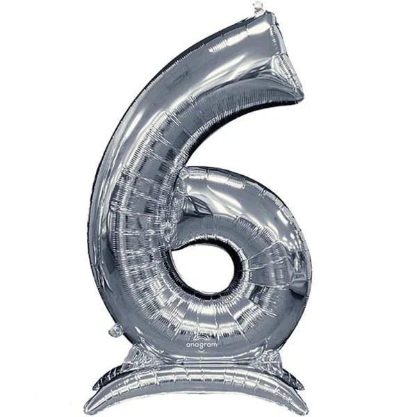 Air Filled Silver Number Self Standing Balloons 54" | 1 ct - Image 7