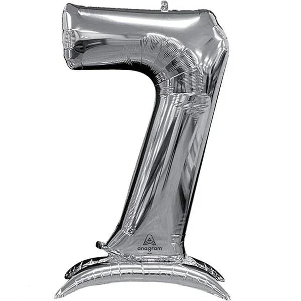 Air Filled Silver Number Self Standing Balloons 54" | 1 ct - Image 8
