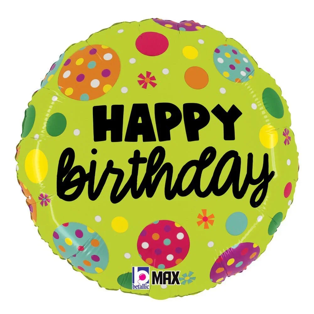Birthday Polka Dots Mylar Balloon, 18" | 1 ct