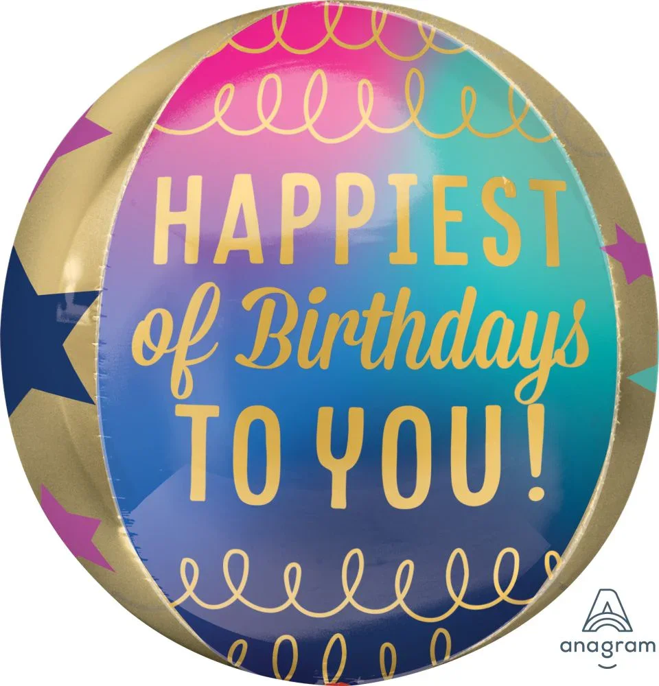 Birthday Stars And Gold Orbz Balloons 15" | 1 ct