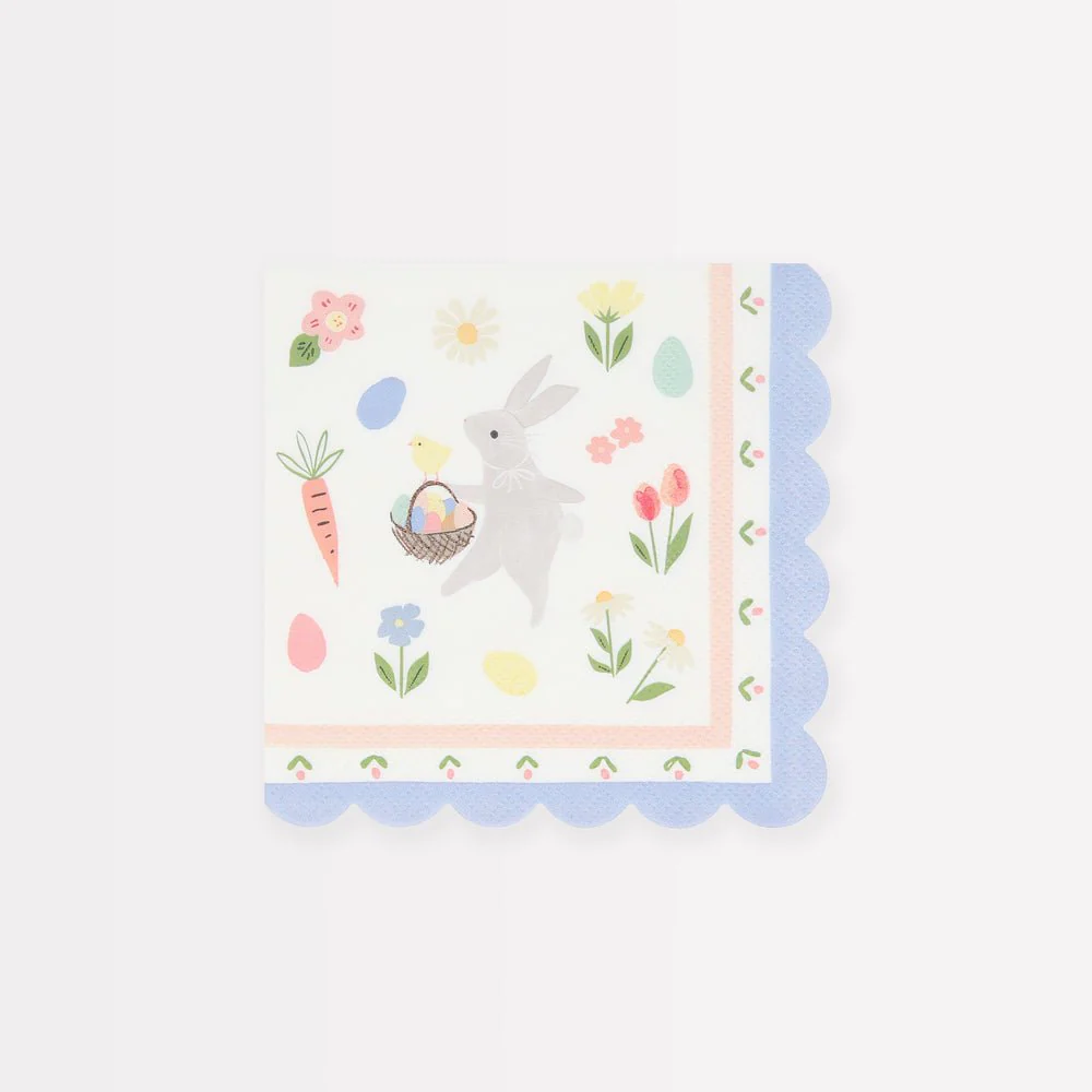 Easter Bunny Scalloped Beverage Napkins | 16 ct