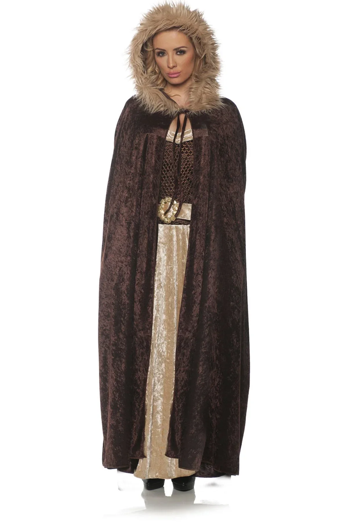 Renaissance Hooded Cape Costume Brown | 1ct