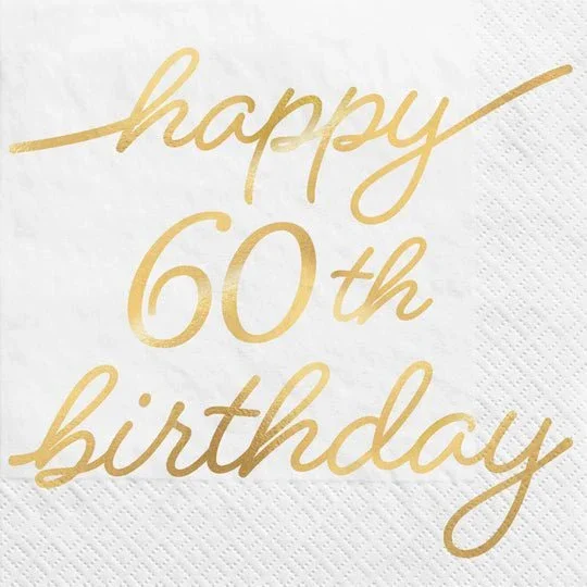 Golden Age 60th Birthday Beverage Napkins 16pk | 1ct