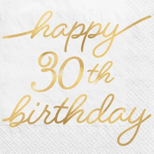 Golden Age 30th Birthday Beverage Napkins 16pk | 1ct