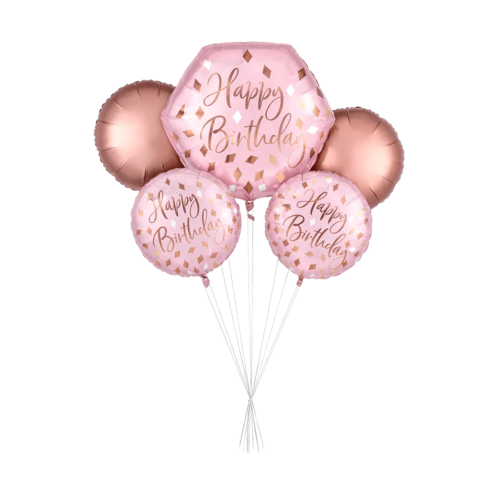 Blush Pink Birthday Balloon Bouquet | 5 pcs