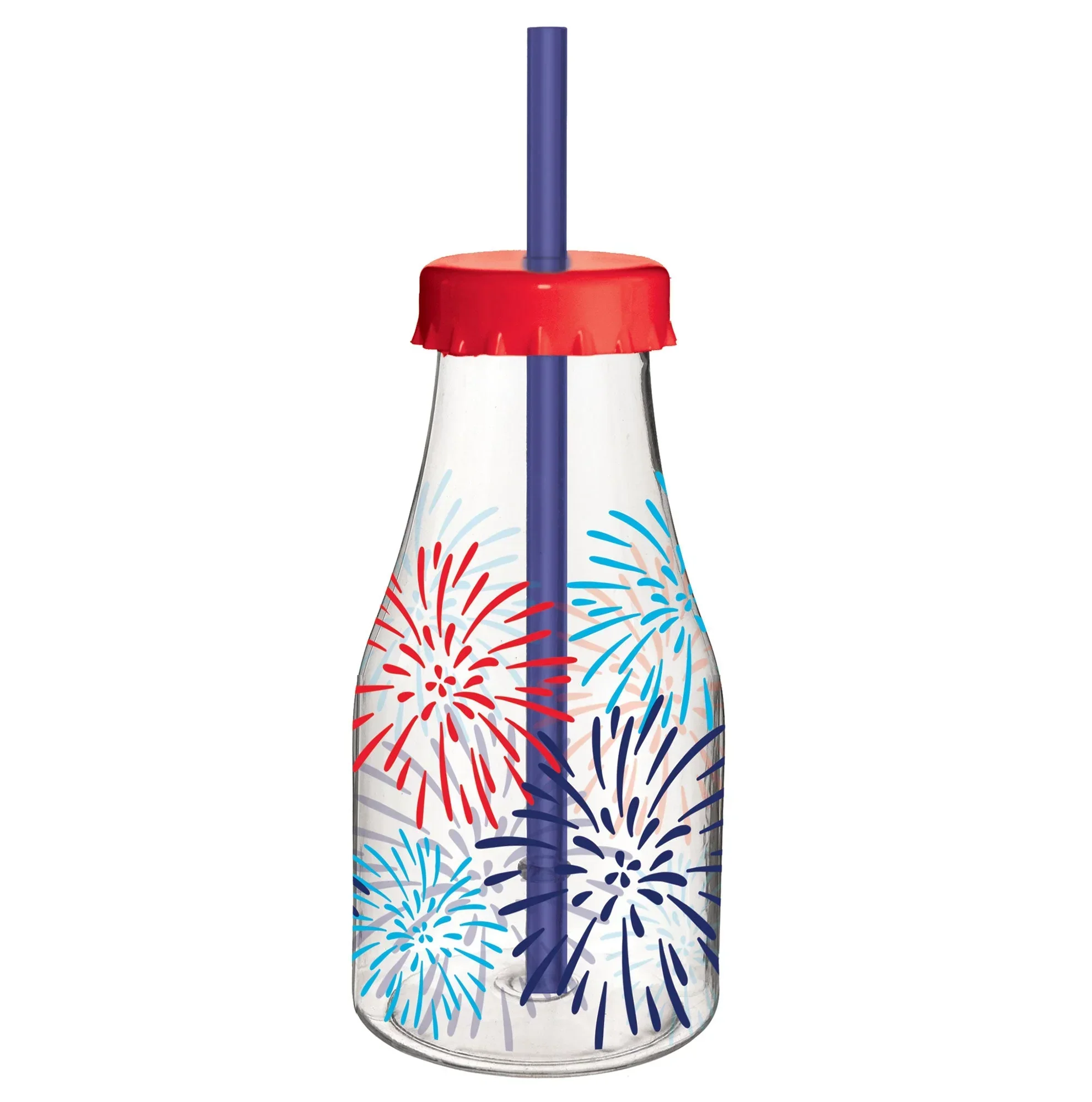 Patriotic Plastic Bottle with Straw | 1ct