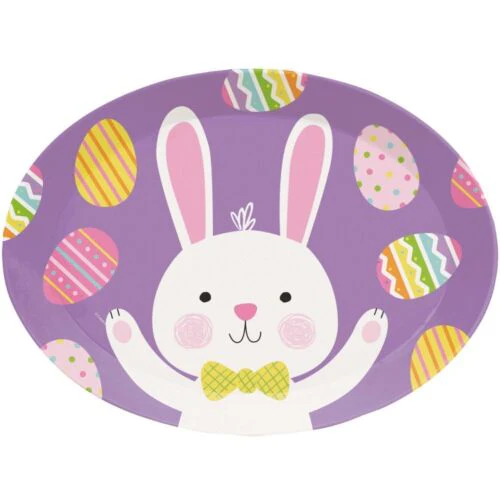 Easter Bunny Oval Plastic Serving Tray 10"x14" | 1ct