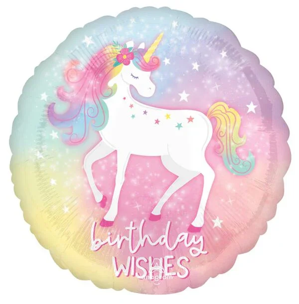 Enchanted Unicorn Birthday Wishes Mylar Balloon 18" | 1 ct