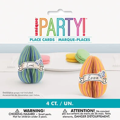Easter Egg Honeycomb Decorations With Name Tags | 4 ct
