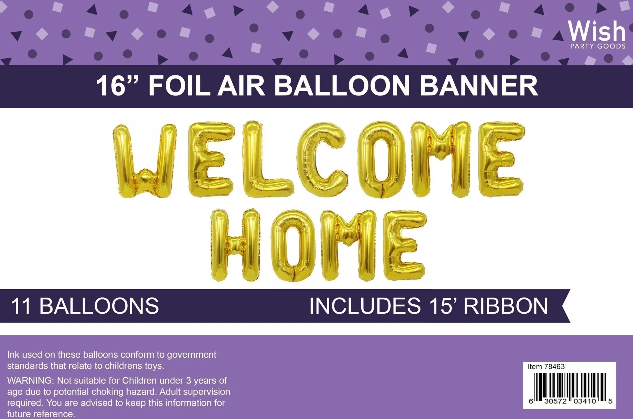 Gold Air-Filled Welcome Home Balloon | 1 ct