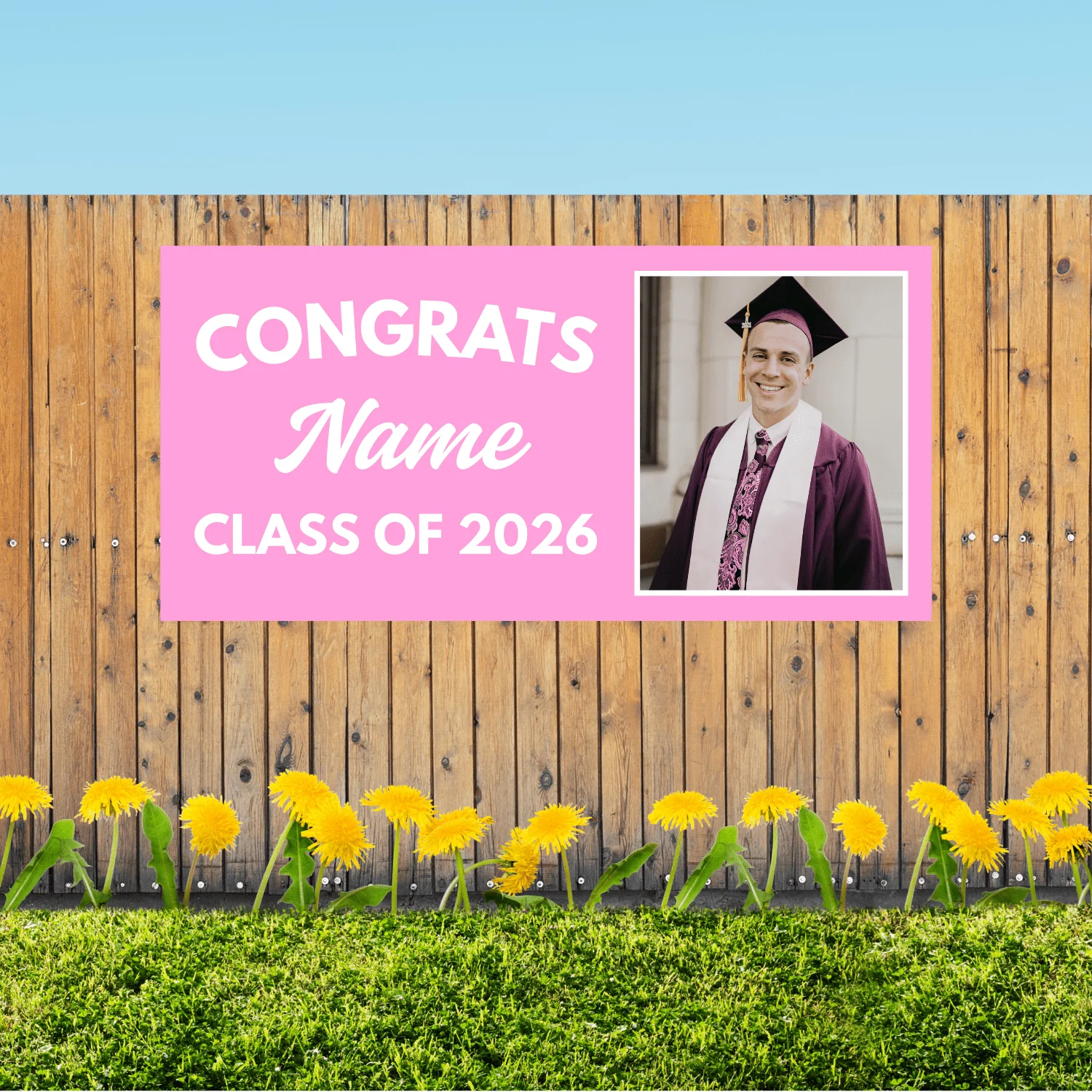 Grad in Color Custom Congrats Banner Name and Photo 2'x4' | 1ct - Image 5