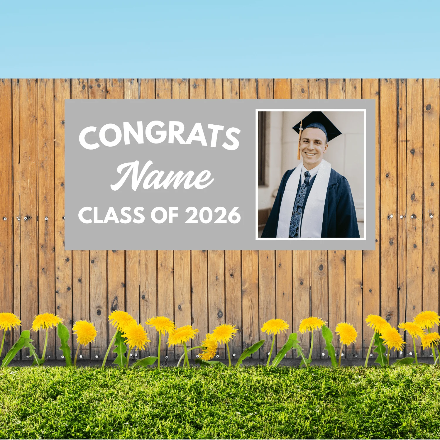 Grad in Color Custom Congrats Banner Name and Photo 2'x4' | 1ct - Image 7
