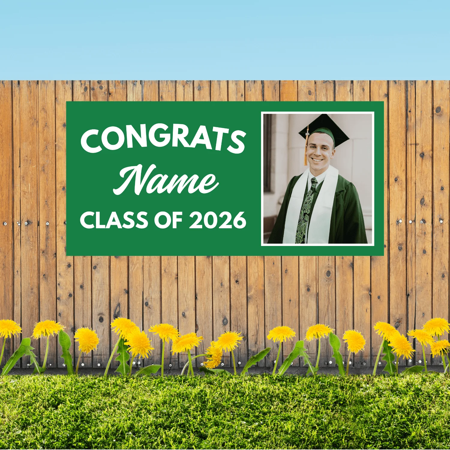 Grad in Color Custom Congrats Banner Name and Photo 2'x4' | 1ct - Image 9