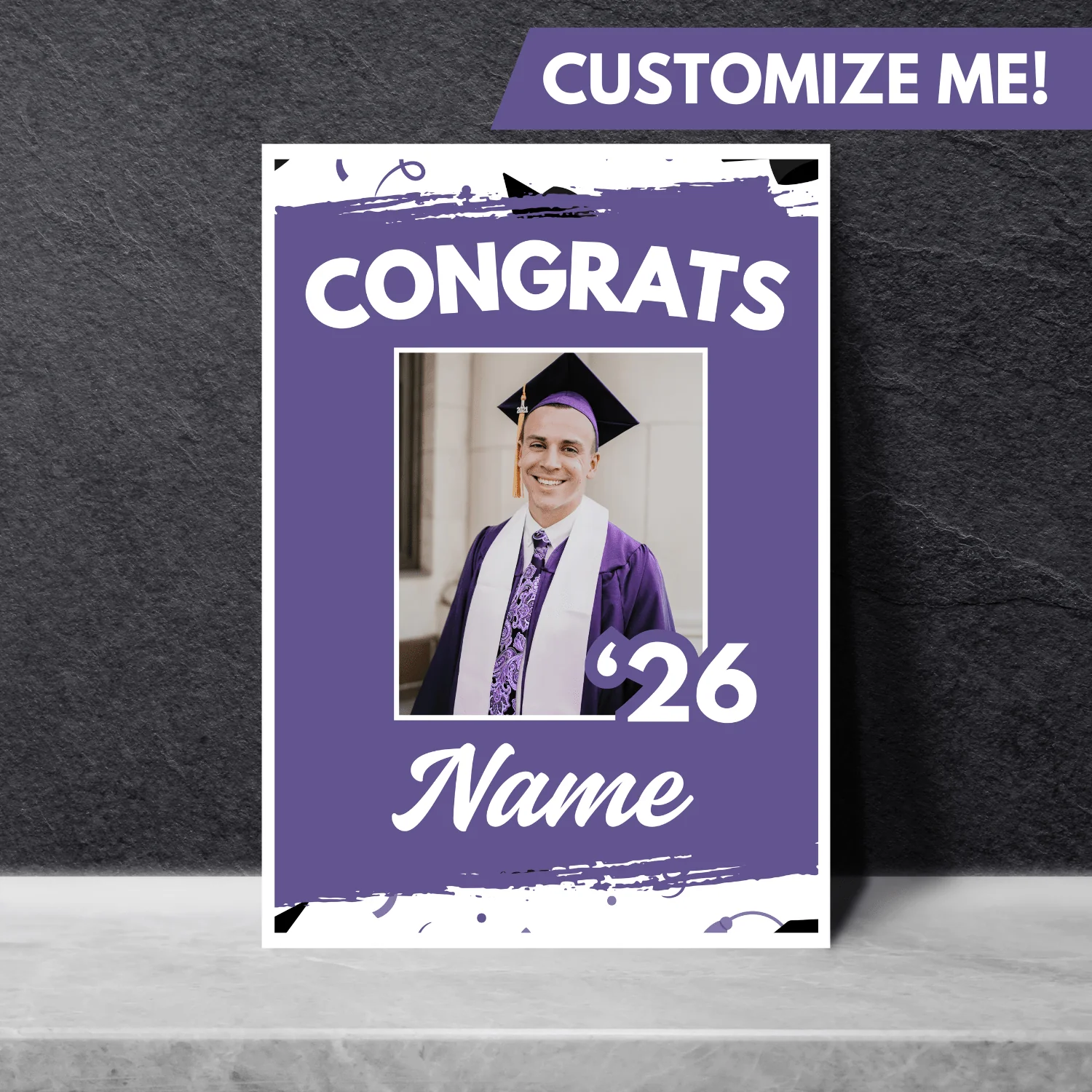 Grad In Color Gongrats Custom Foam Sign Name and Photo 24"x36" | 1ct - Image 13