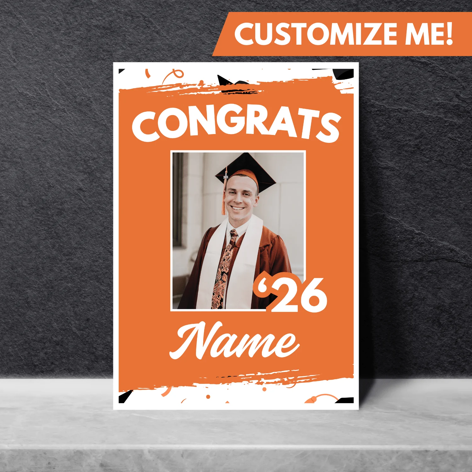 Grad In Color Gongrats Custom Foam Sign Name and Photo 24"x36" | 1ct - Image 5