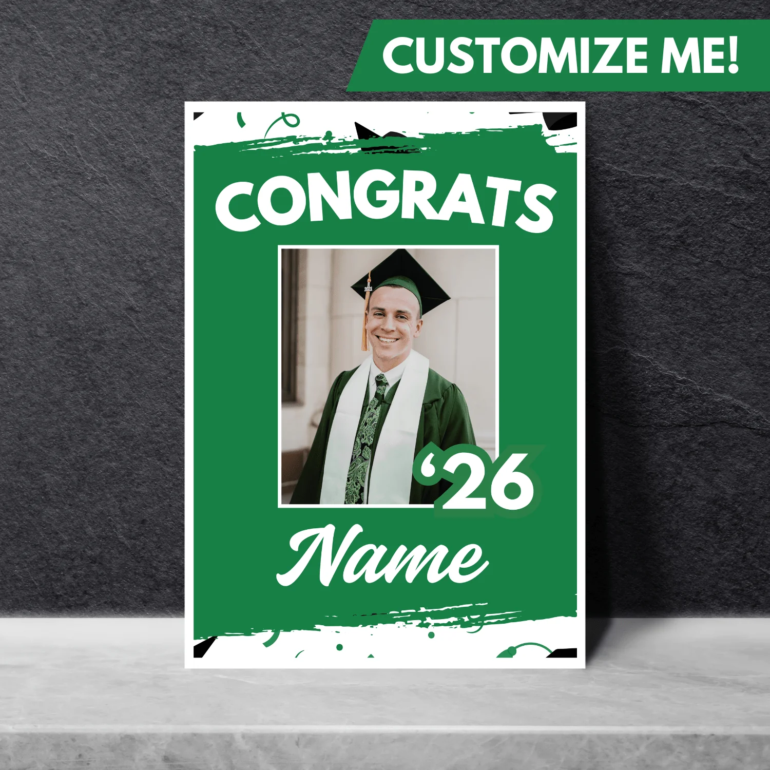 Grad In Color Gongrats Custom Foam Sign Name and Photo 24"x36" | 1ct - Image 7