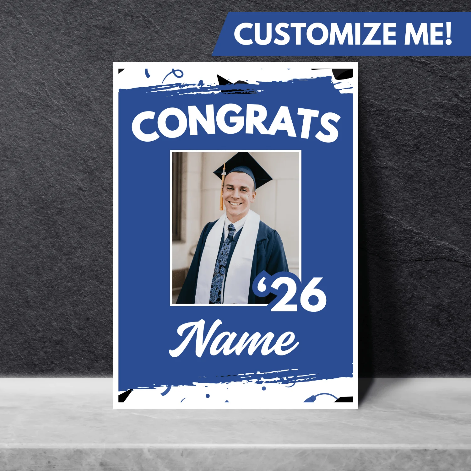 Grad In Color Gongrats Custom Foam Sign Name and Photo 24"x36" | 1ct - Image 9