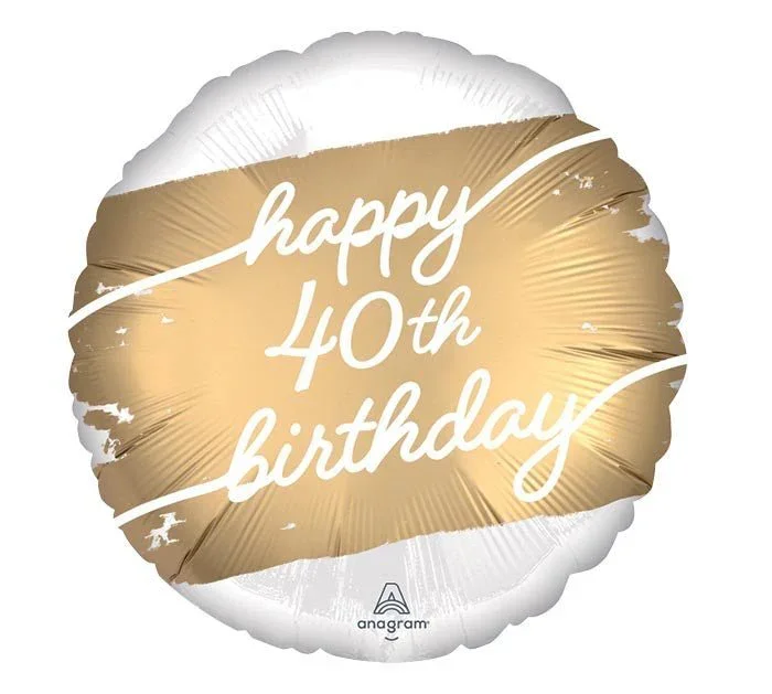 Happy 40th Birthday Golden Mylar Balloon 17" | 1ct.