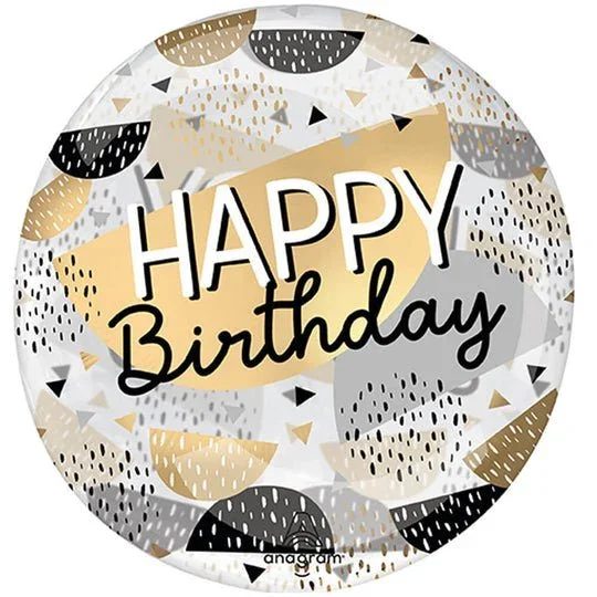 Happy Birthday Black & Gold Clearz Balloon, 18" | 1 ct