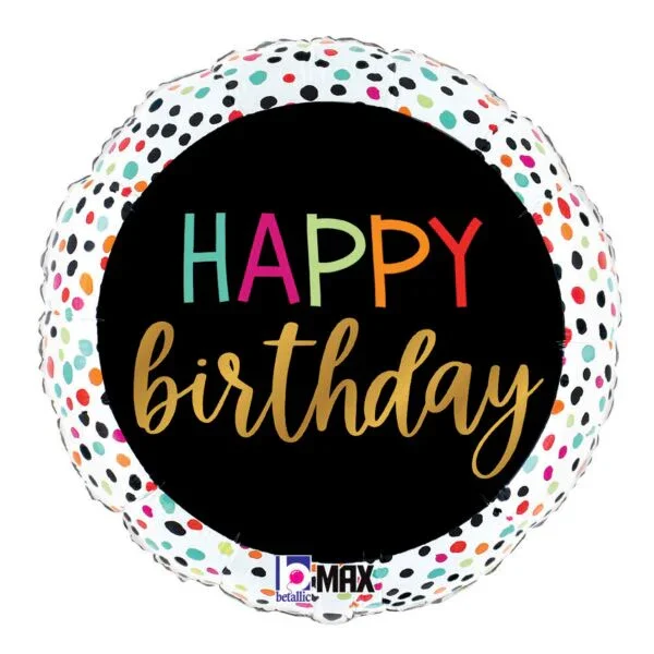 Happy Birthday Colorful Dots Mylar Balloon 18" | 1ct.