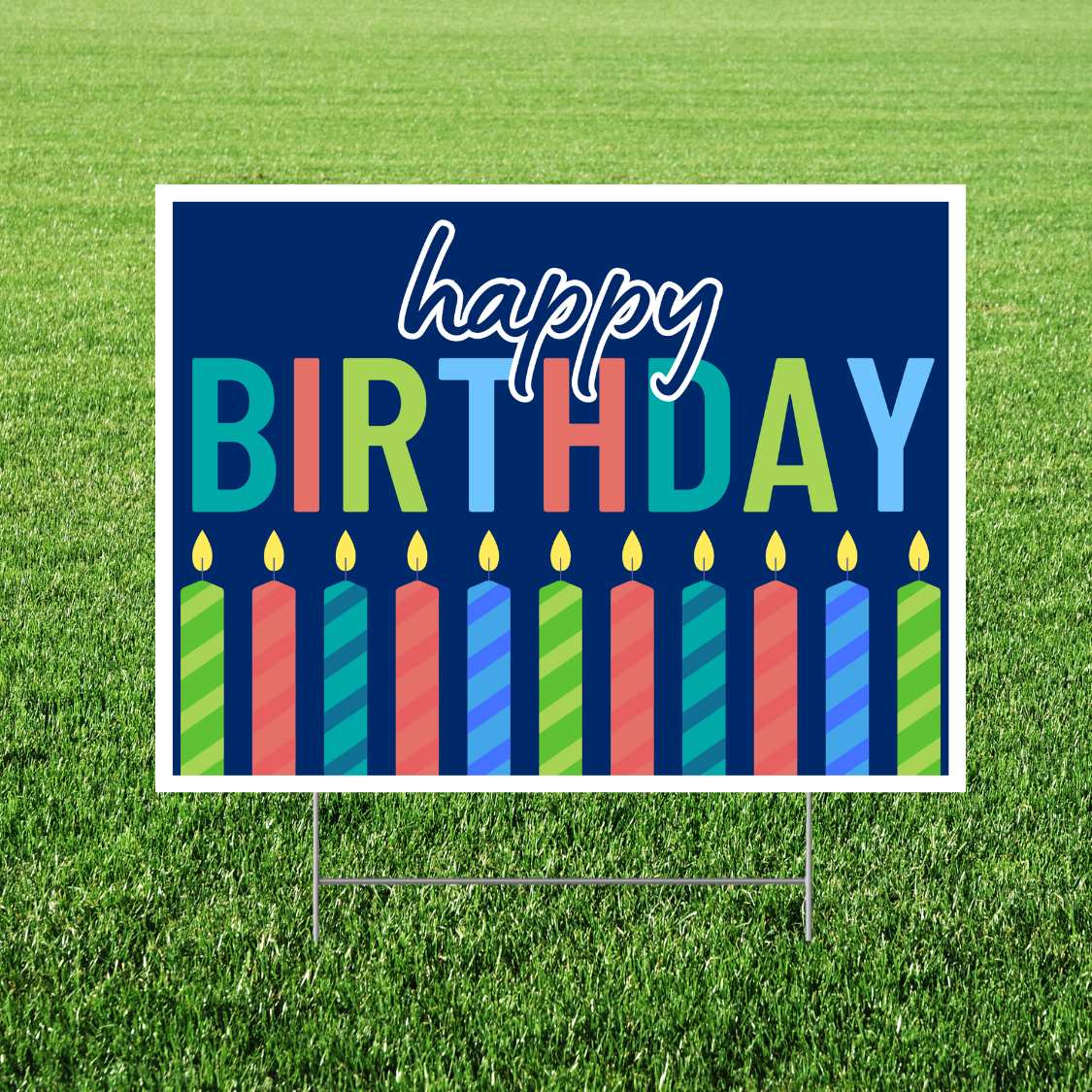 Happy Birthday Modern Candles Yard sign 24"x18" | 1ct