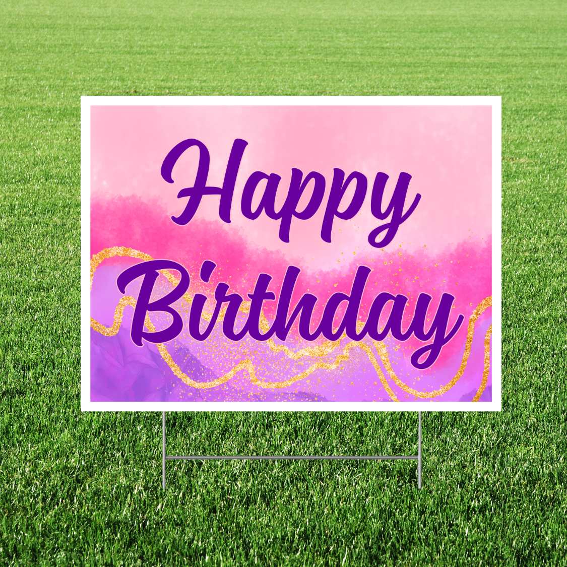 Happy Birthday Watercolor Yard Sign 24'x18" | 1ct