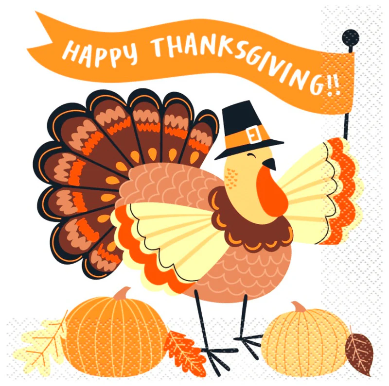 Happy Thanksgiving Turkey Luncheon Napkins | 1ct