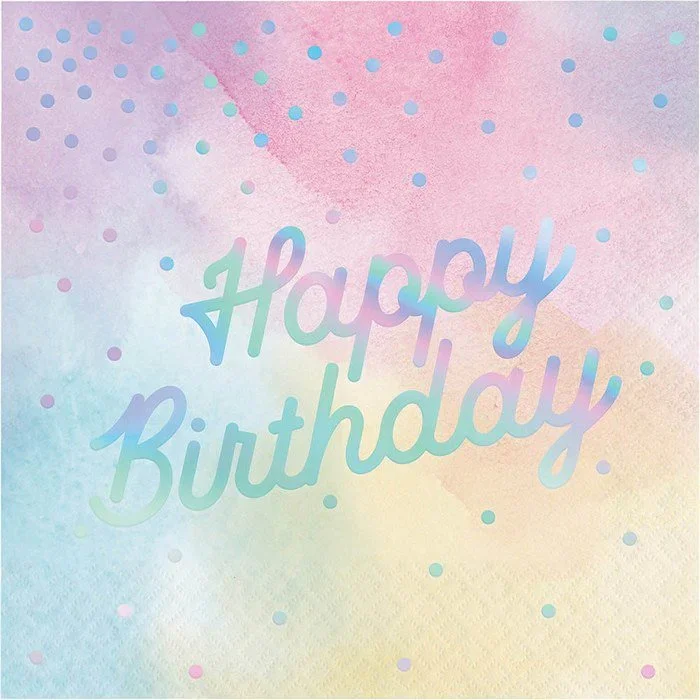 Iridescent Happy Birthday Lunch Napkins 6.5" | 16ct