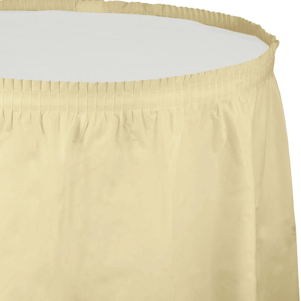 Ivory Plastic Tableskirt | 1ct
