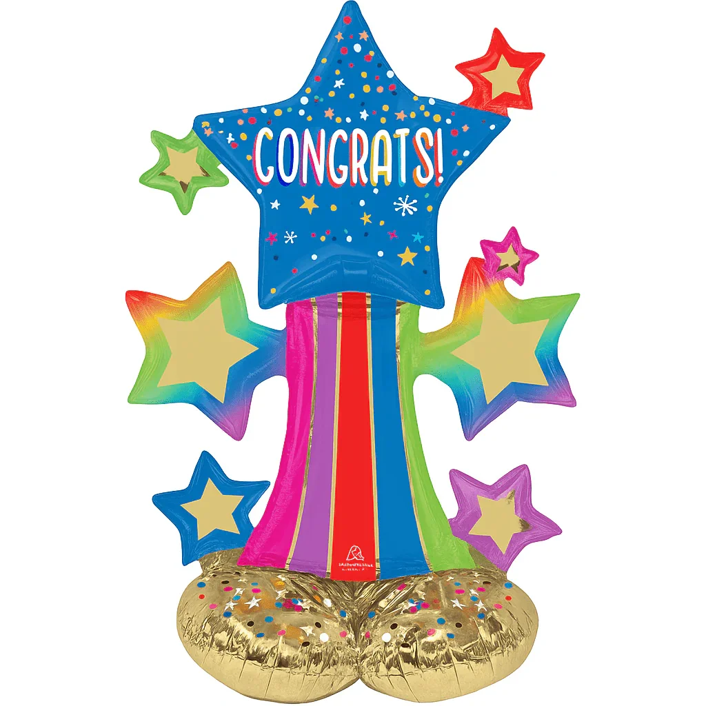 Colorful Star Bursts Congrats Airloonz Jr 25"x36" | 1ct