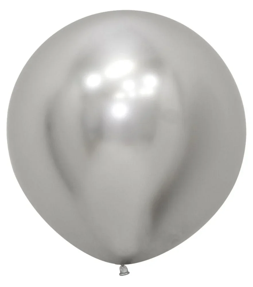 24" Sempertex Latex Balloon Pack, Reflex Silver | 10 ct