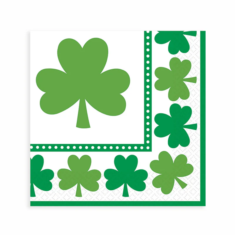Lucky Shamrocks Beverage Napkins 5" | 16ct