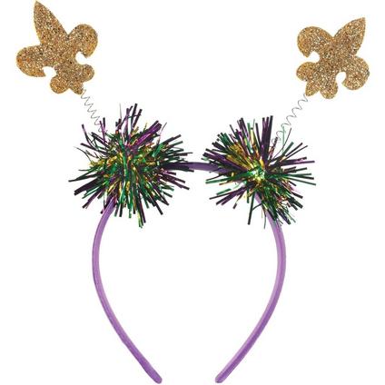 Mardi Gras Glitter Gold Fleur-de-Lis Tinsel Head Bopper | 1 ct