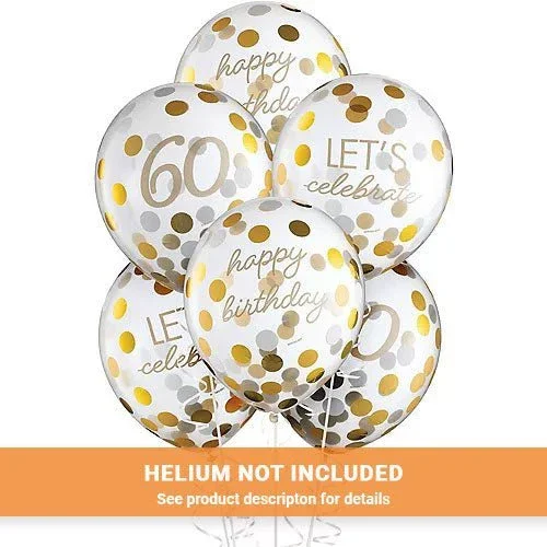 Milestone Latex Confetti 60th Golden Age Balloons 12" | 6 ct