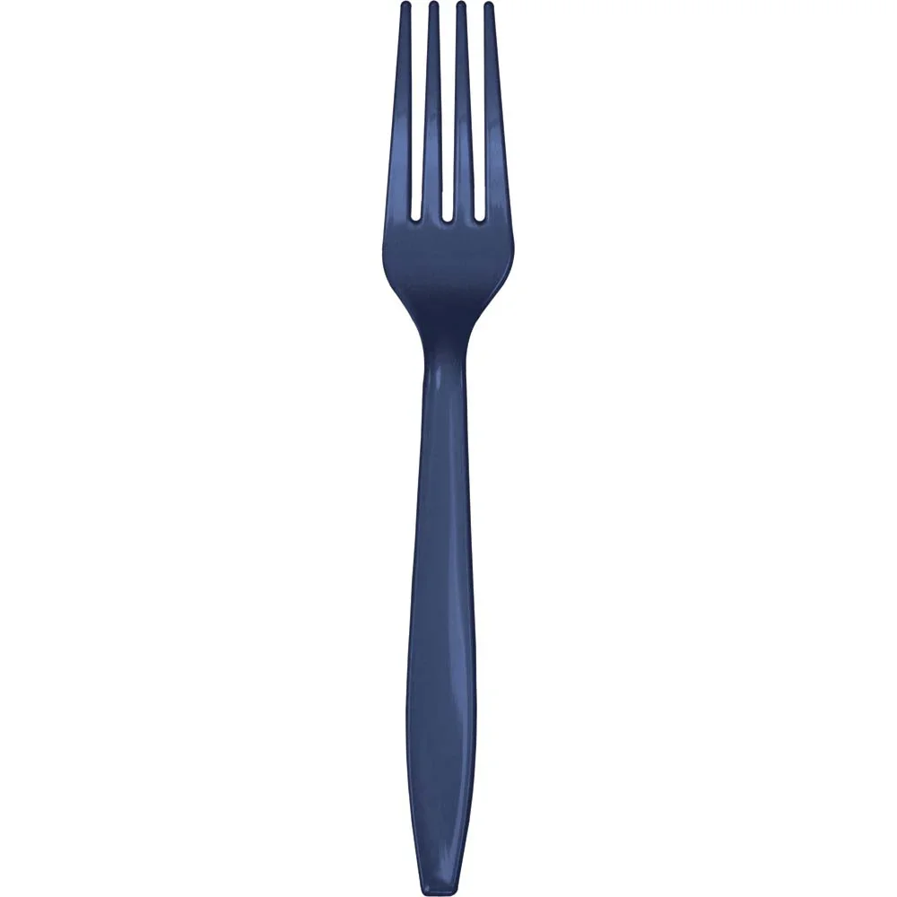 Navy Plastic Forks | 24ct
